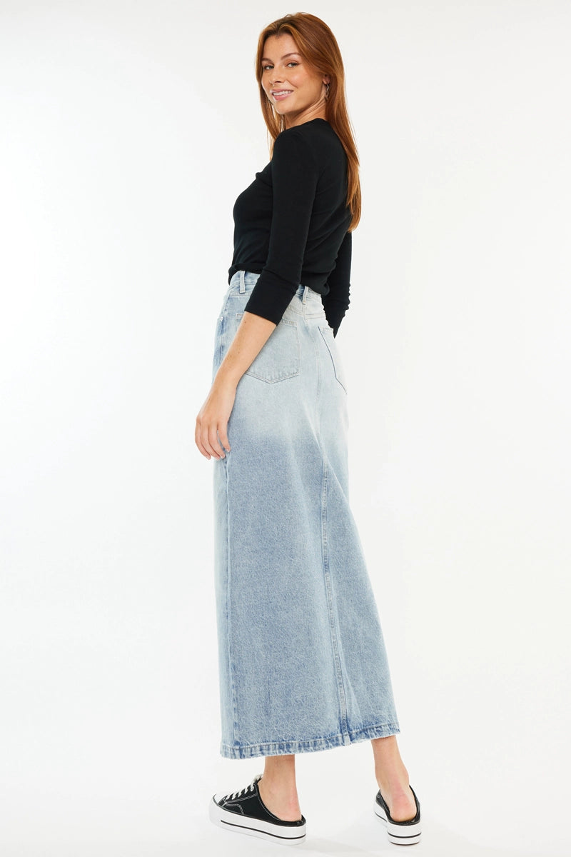 Light Wash Jean Maxi Skirt