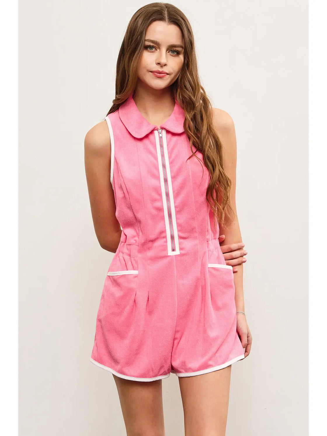 CANDY PINK Terry Towel Romper
