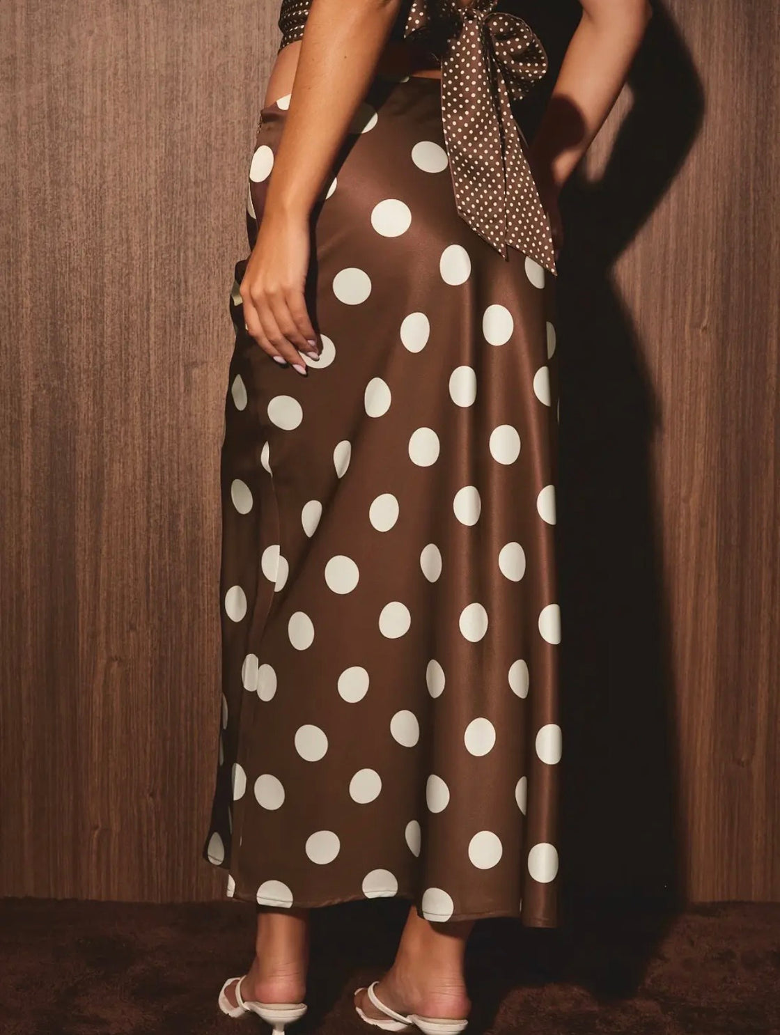 The Delilah Polka Dot Maxi Skirt – Chocolate Brown 🤎🤍