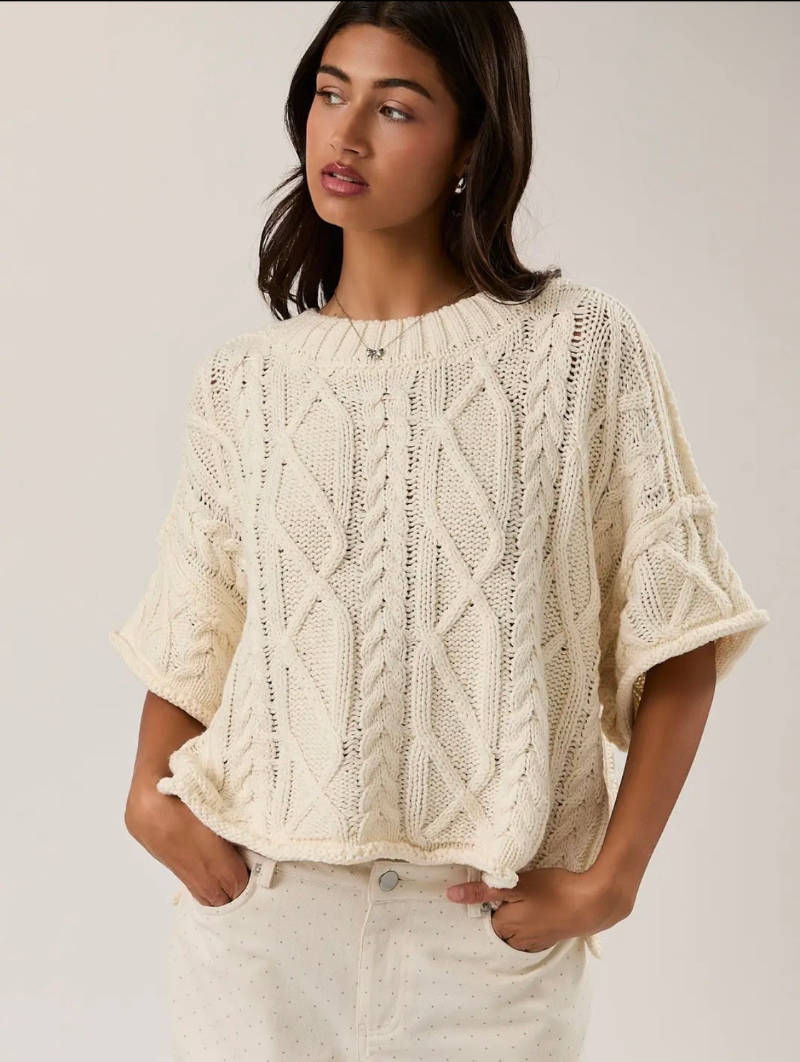 The Mary Jane Cable Knit Sweater – Ivory 🤍✨