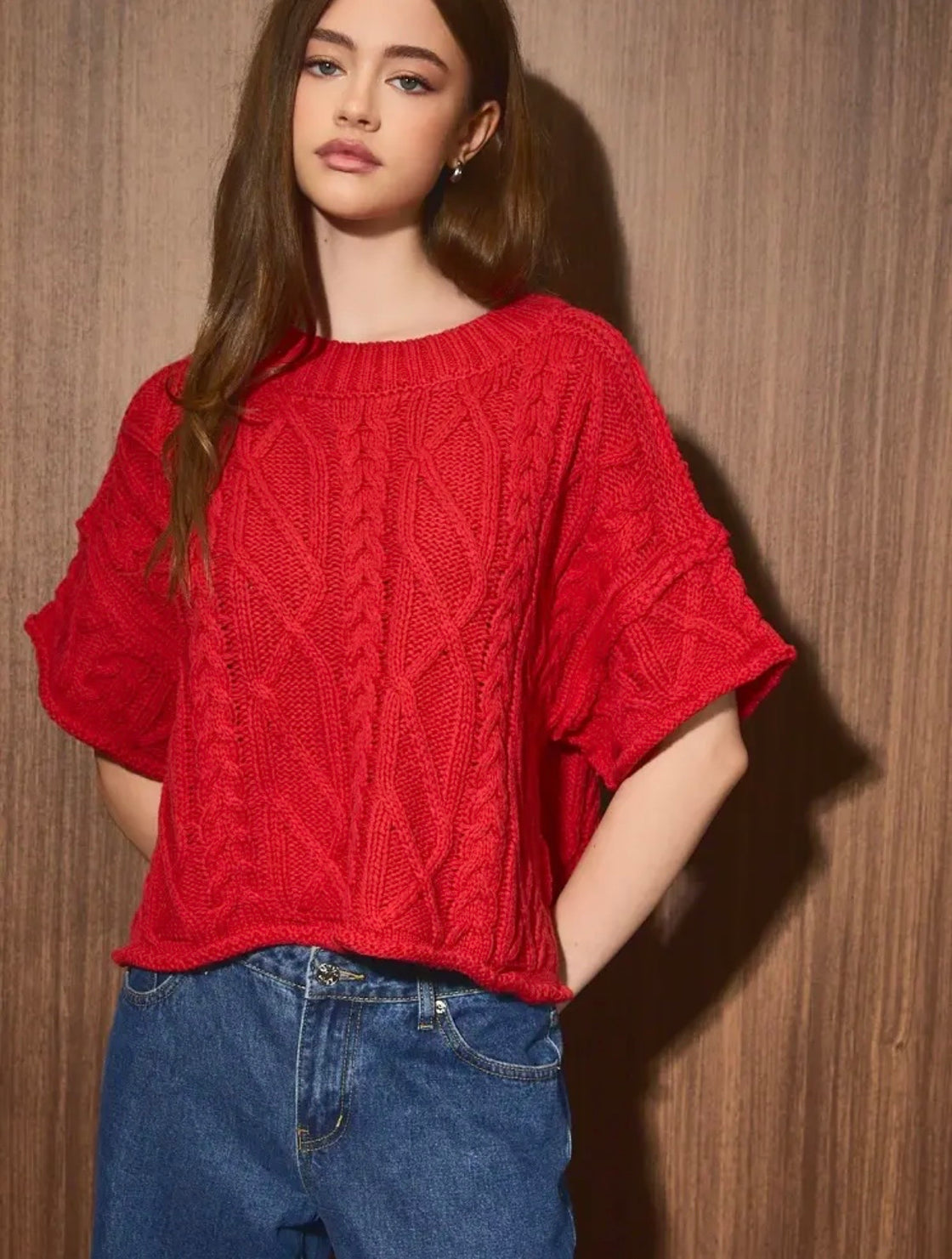 The Kennedy Cable Knit Sweater – Red ❤️✨