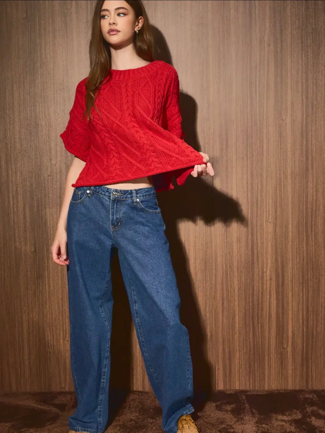 The Kennedy Cable Knit Sweater – Red ❤️✨