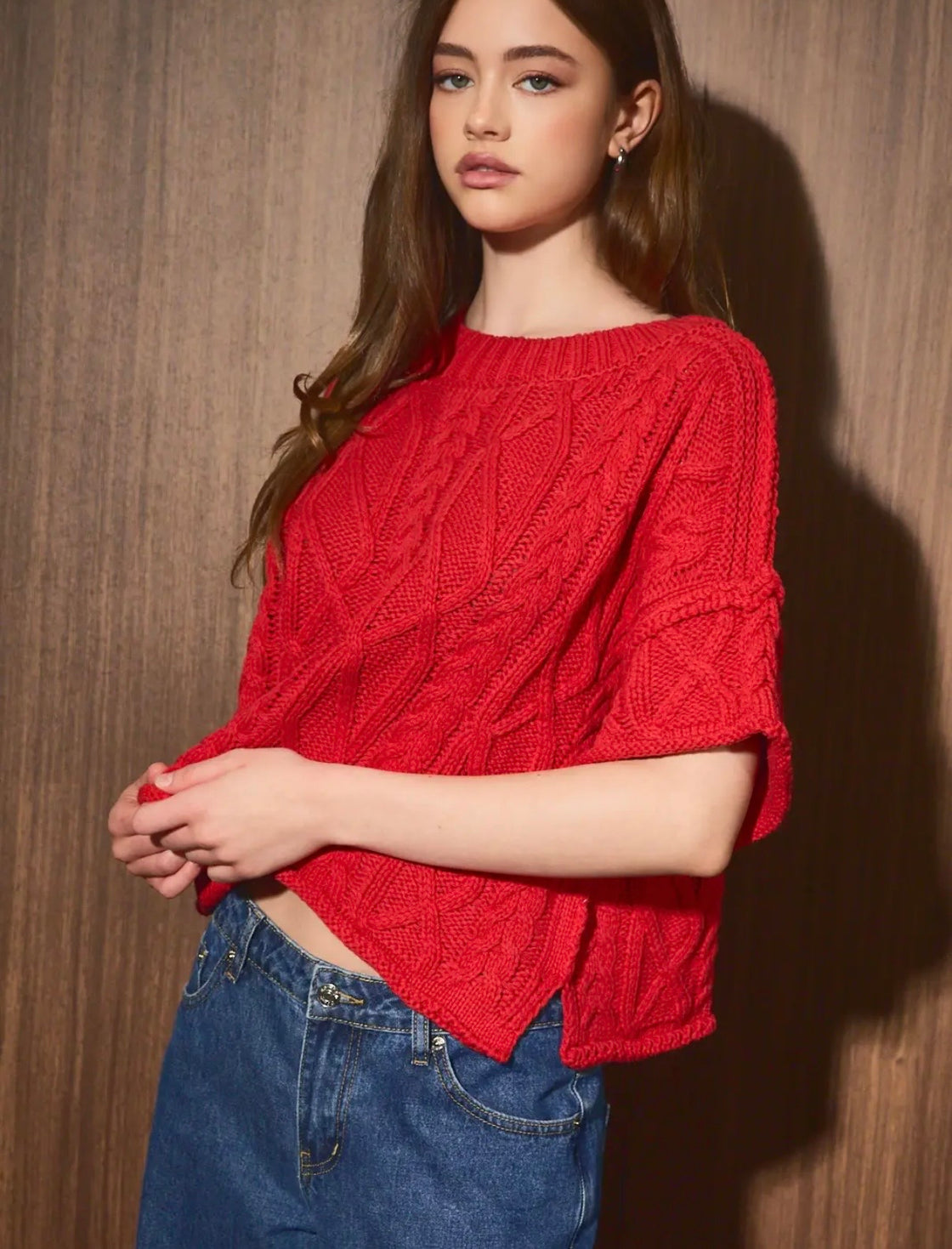 The Kennedy Cable Knit Sweater – Red ❤️✨
