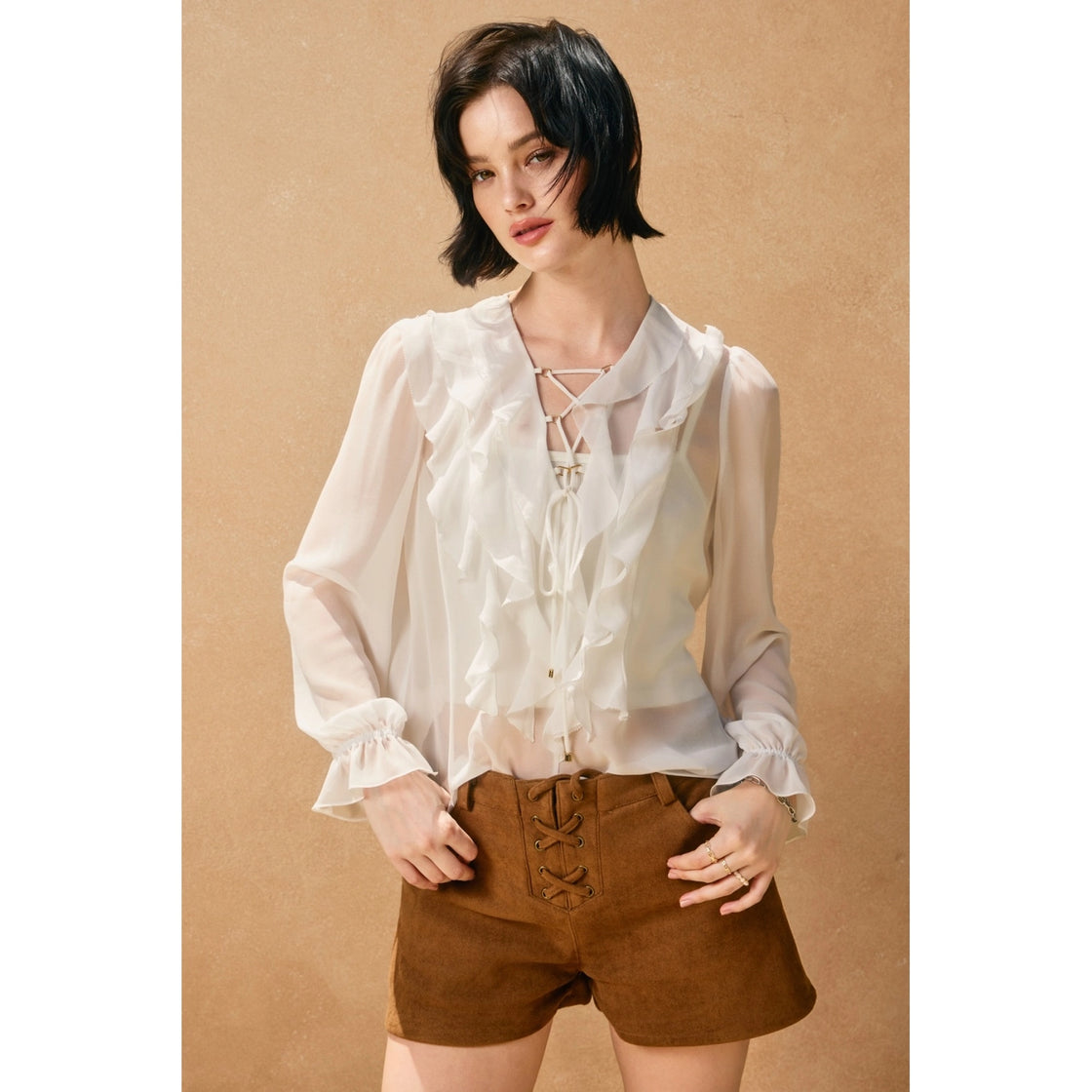 Erosion and Light Frilly Chiffon Blouse